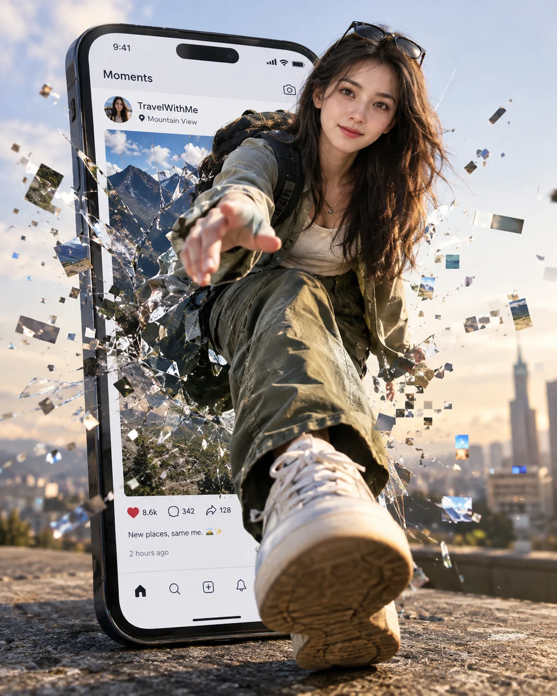 スマホ画面から飛び出す3D人物イリュージョン