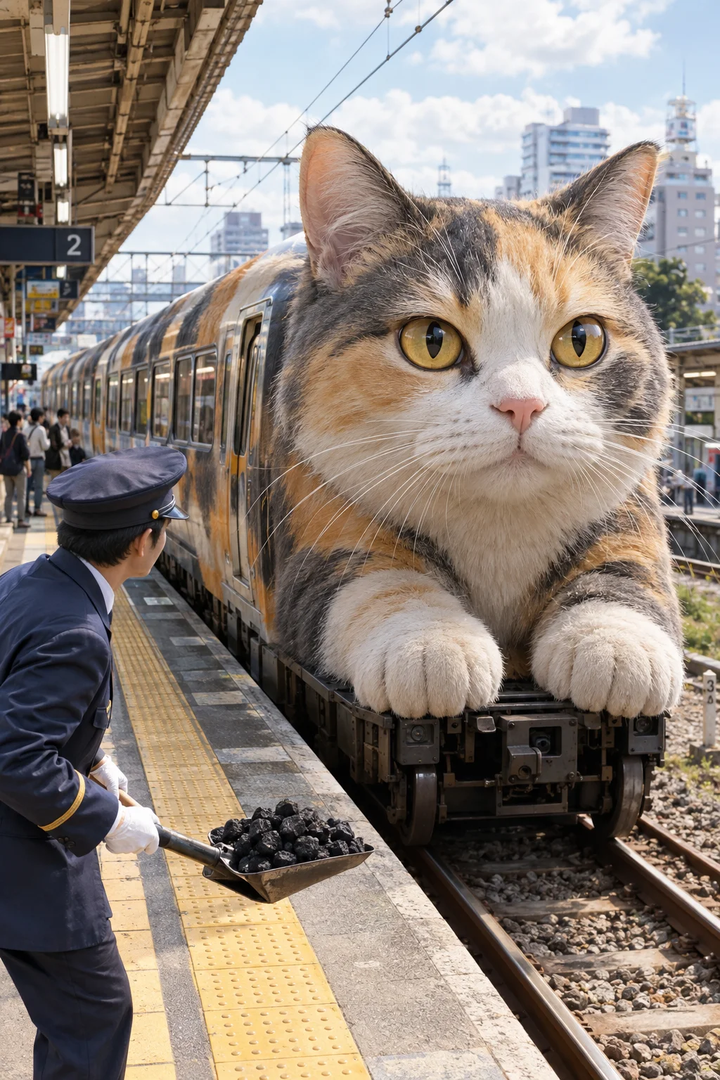 巨大猫トレインの駅到着 - 8