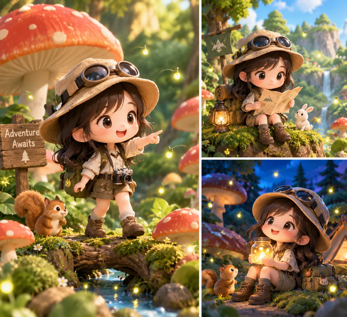 ちびキャラ森の探検ダイナミックパース