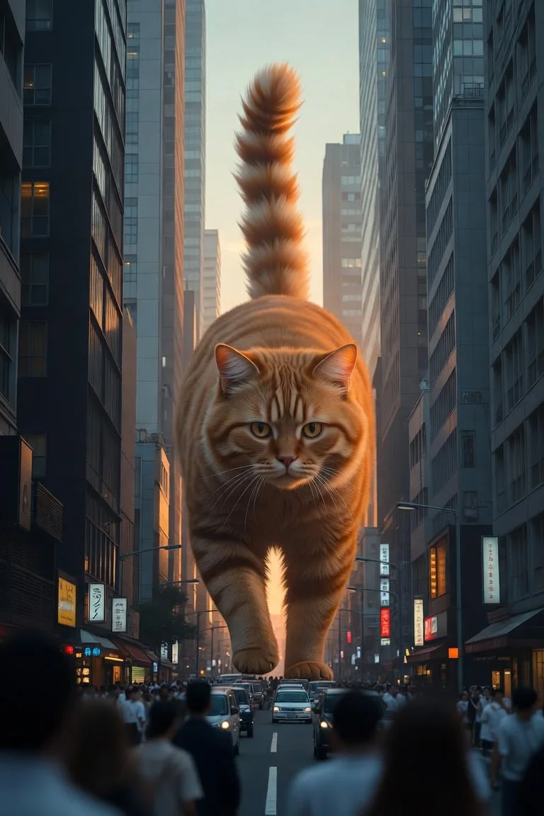 東京の街を歩く巨大猫 - 2