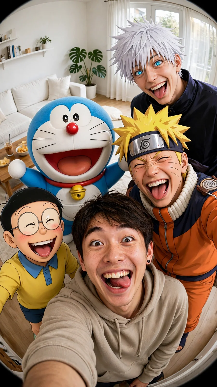 アニメキャラとの魚眼レンズストリートセルフィー - 3