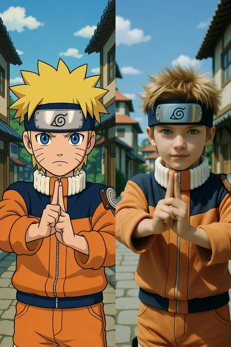 ナルト手描きスケッチと実写の共演 - 2