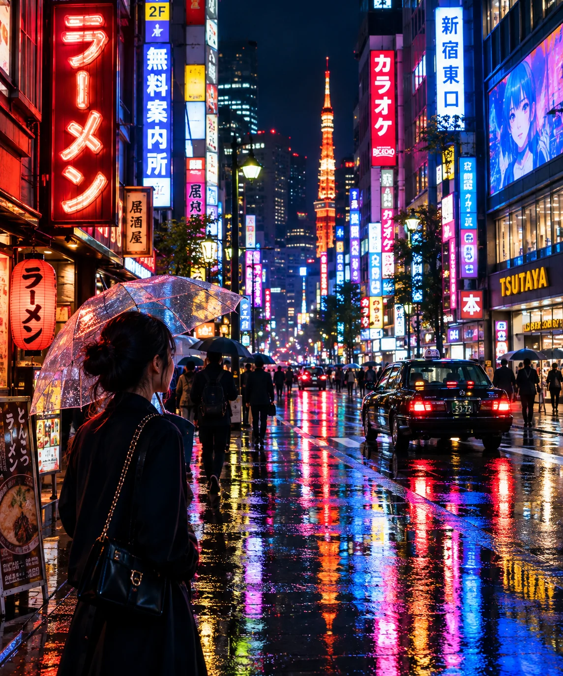 サイバーパンク東京・雨夜のネオン路地