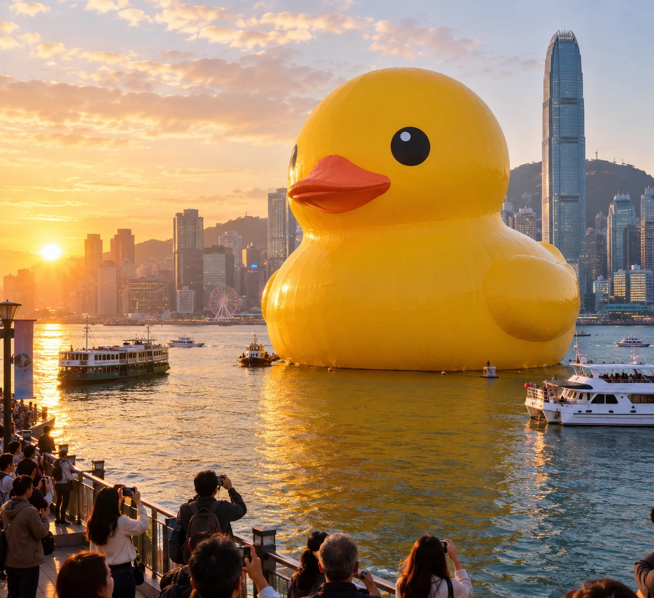 港に浮かぶ巨大ラバーダック