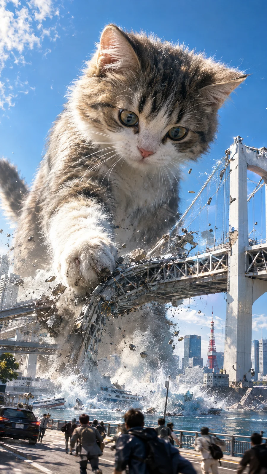 都市に現れた巨大ふわもこ猫＆犬（テンプレート）