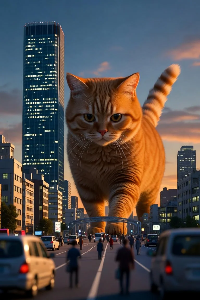 東京の街を歩く巨大猫 - 7