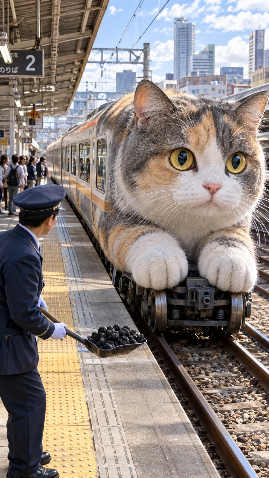 巨大猫トレインの駅到着 - 12