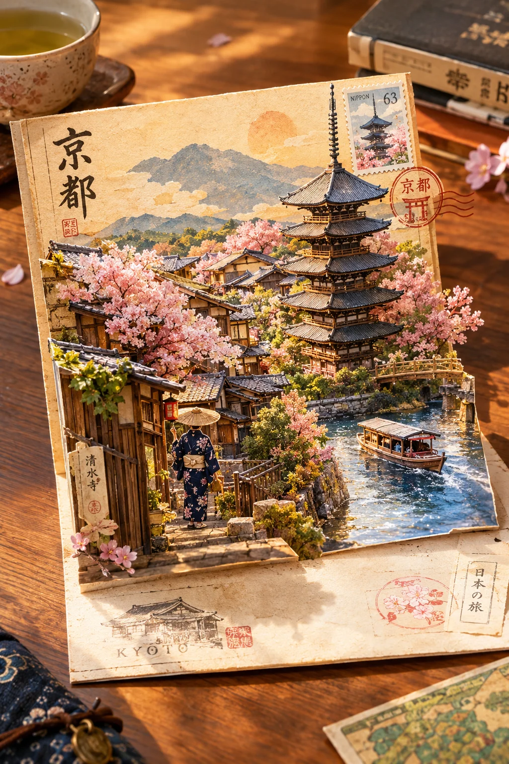 京都の風景を切り絵にした立体ポストカード - 2