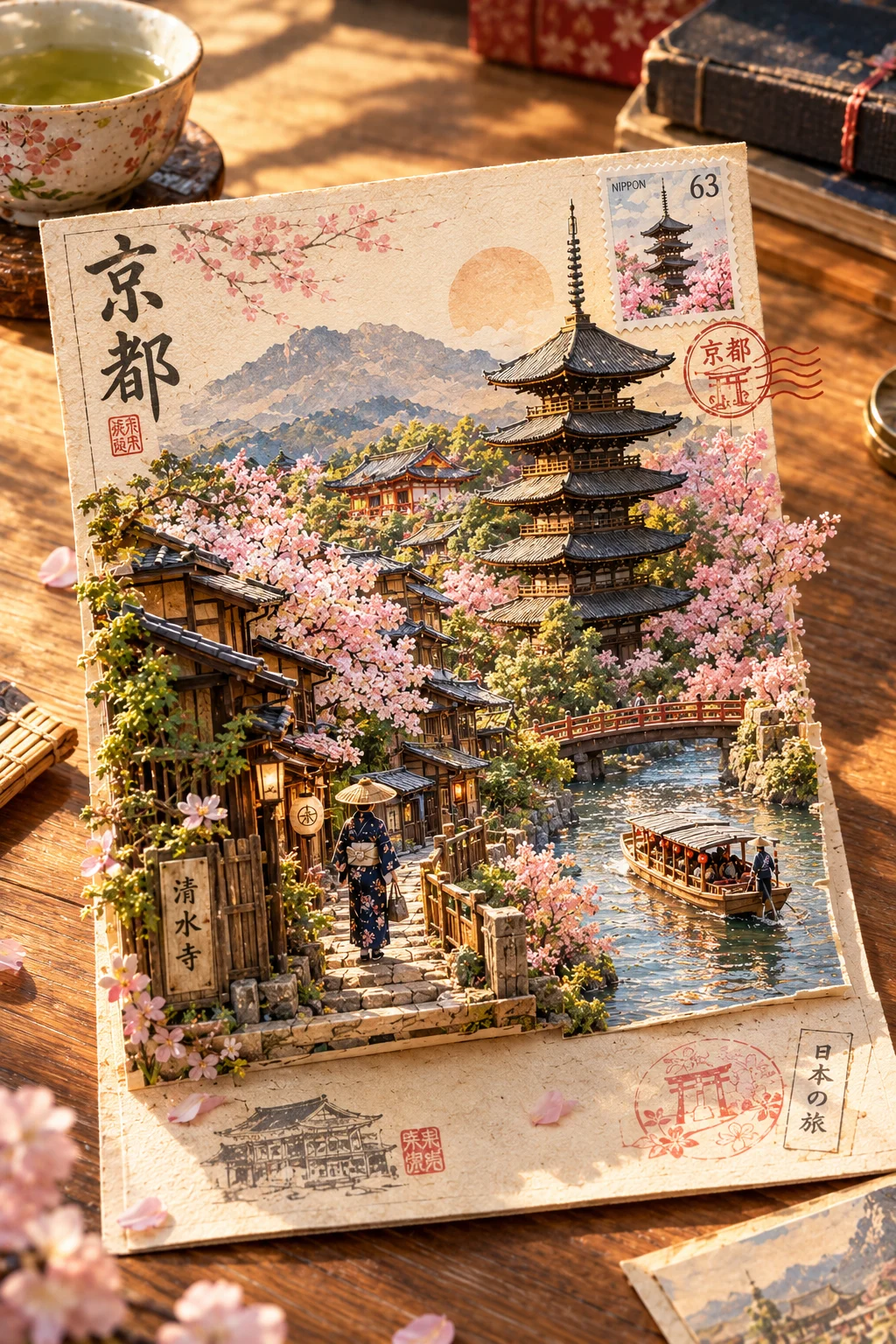 京都の風景を切り絵にした立体ポストカード - 4