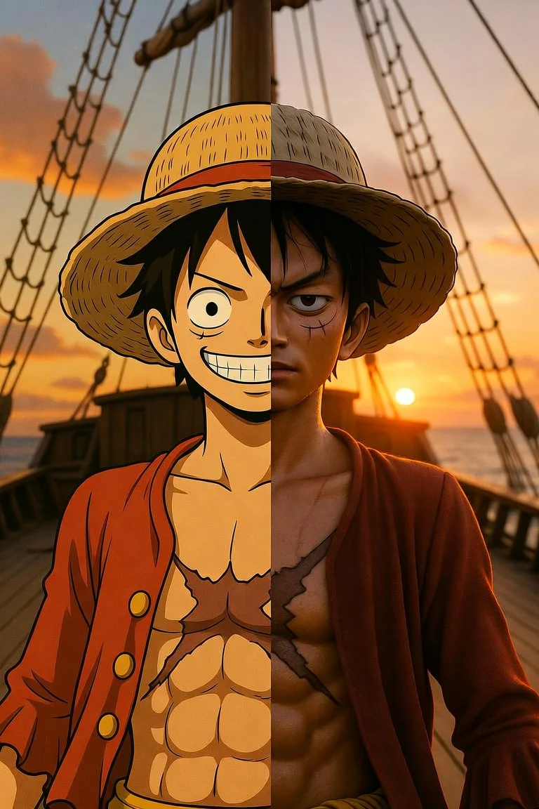 ルフィ手描きスケッチと実写の共演 - 2